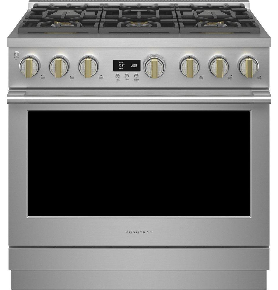 35-1/4 x 35-7/8 x 28-1/2 in. 23000 BTU 5.75 cu. ft. 6-Burner Sealed Dual Fuel Freestanding Range in Stainless Steel