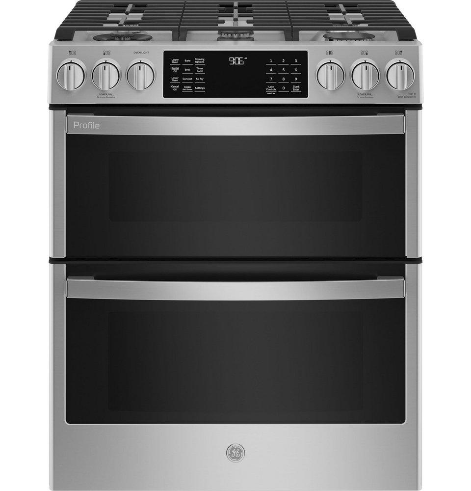 GE Profile™ Profile™ 30 x 36-1/2 in. 21000 BTU 6.7 cu. ft. 5-Burner Sealed Gas Freestanding Range in Fingerprint Resistant Stainless Steel