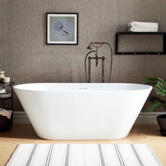 Signature Hardware Danae 70-3/8 x 30-1/2 in. Freestanding Bathtub with Center Drain in White and Foam Insulated Trim
