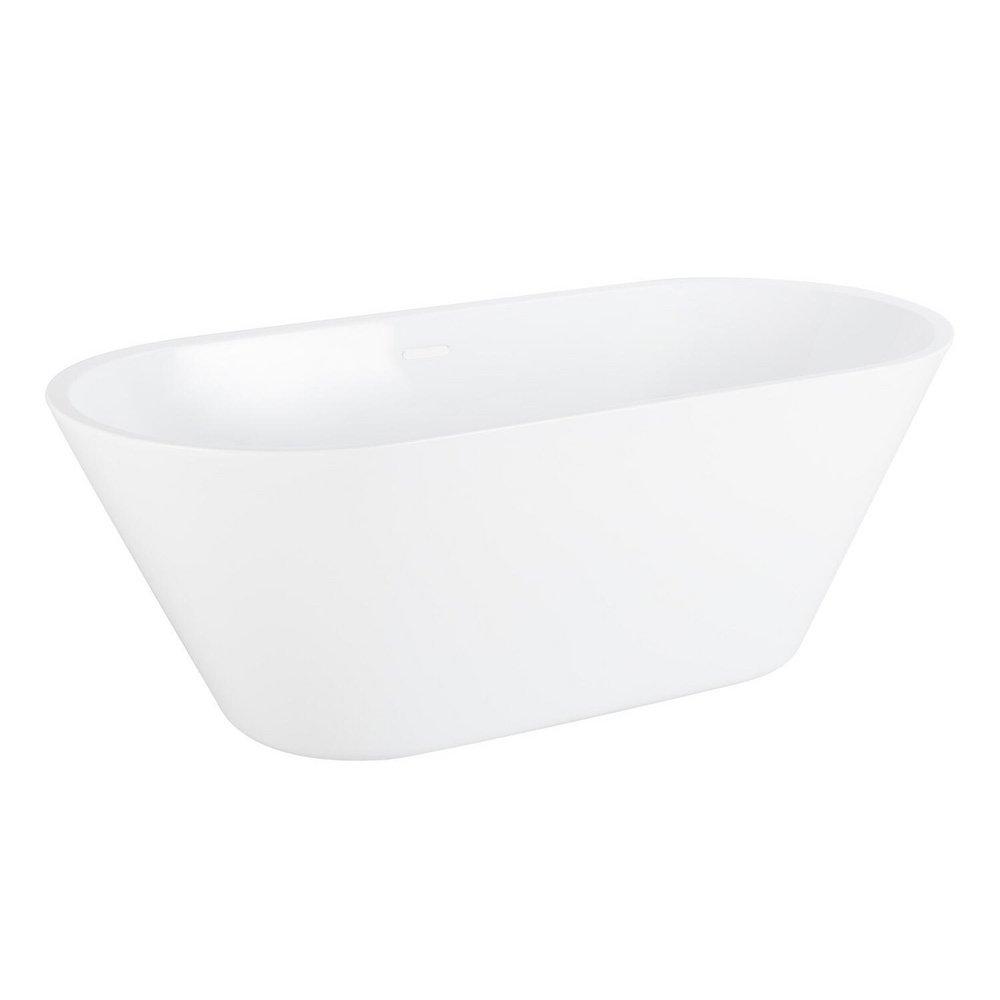Signature Hardware Danae 62-3/8 x 28-1/4 in. Freestanding Bathtub with Center Drain in White and Foam Insulated Trim