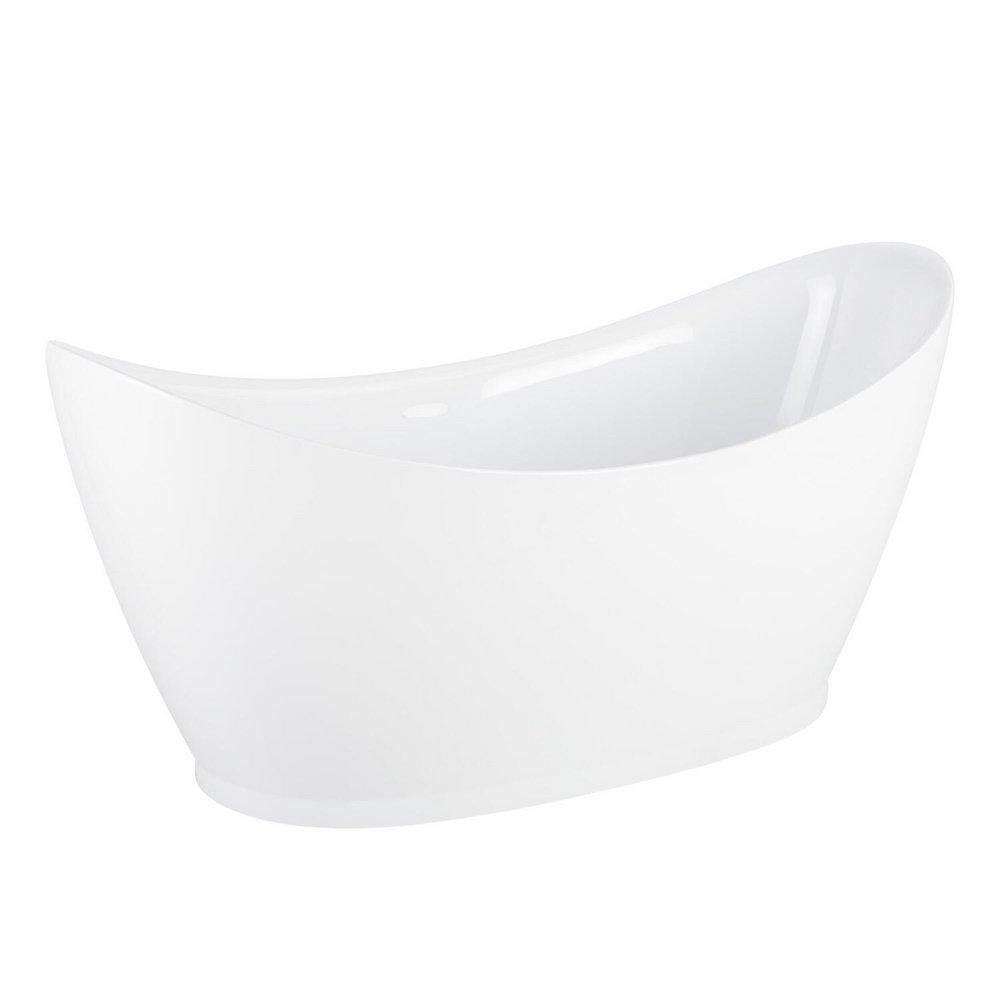 Signature Hardware Torben 69-1/8 x 32 in. Freestanding Bathtub with Center Drain in White and Foam Insulated Trim