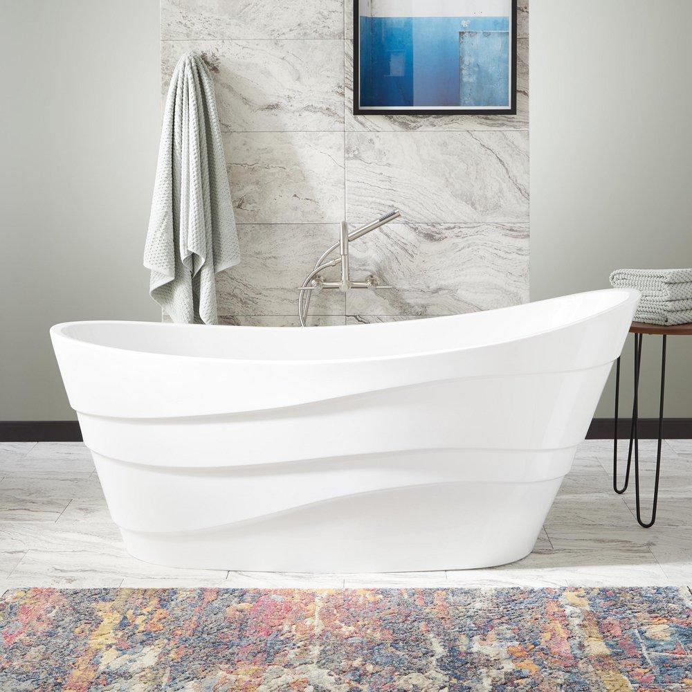 Signature Hardware Amelia 67-1/4 x 29-1/8 in. Freestanding Bathtub with End Drain in White