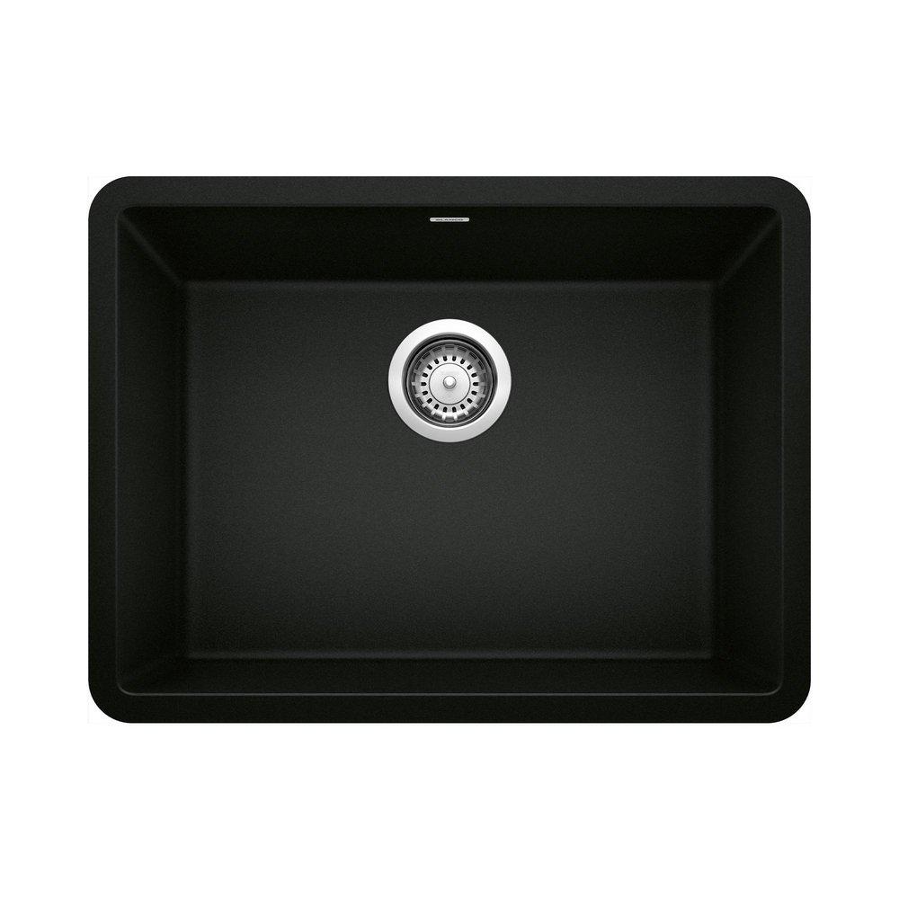 BLANCO Precis 23-4/9 in. Undermount Silgranit Single Bowl Kitchen Sink in Coal Black