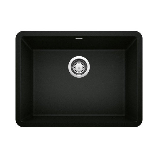 BLANCO Precis 23-4/9 in. Undermount Silgranit Single Bowl Kitchen Sink in Coal Black