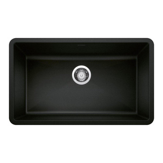 BLANCO Precis 32 in. Undermount Silgranit Single Bowl Kitchen Sink in Coal Black