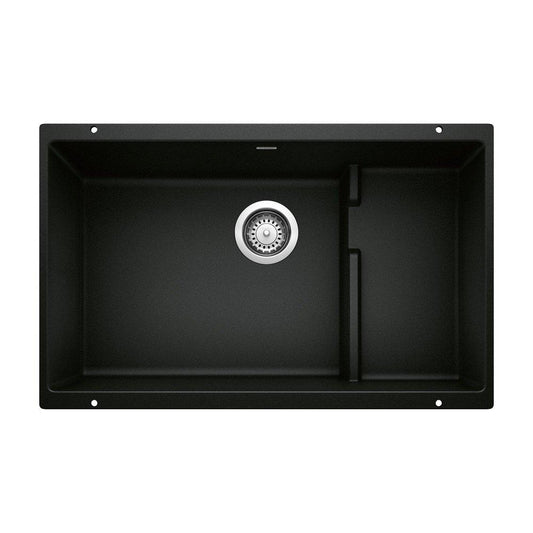 BLANCO Precis 23-6/4 in. Undermount Silgranit Single Bowl Kitchen Sink in Coal Black