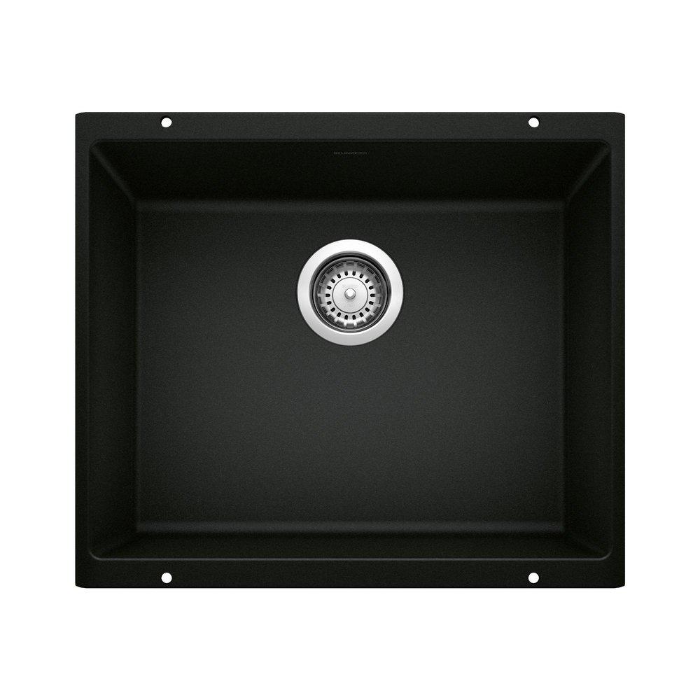 BLANCO Precis 20-7/8 in. Undermount Silgranit Single Bowl Kitchen Sink in Coal Black