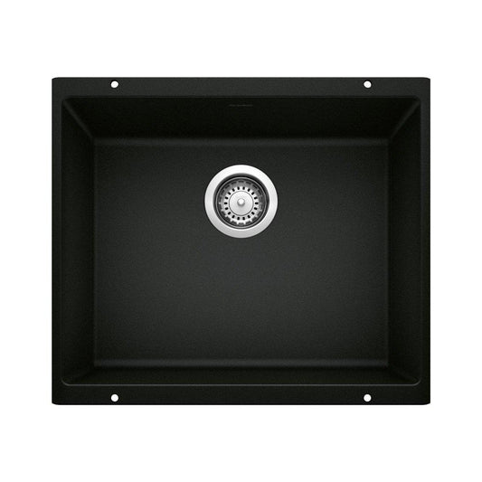 BLANCO Precis 20-7/8 in. Undermount Silgranit Single Bowl Kitchen Sink in Coal Black
