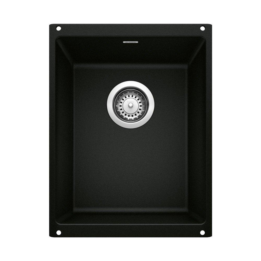 BLANCO Precis 13-3/4 in. Undermount Silgranit Single Bowl Kitchen Sink in Coal Black