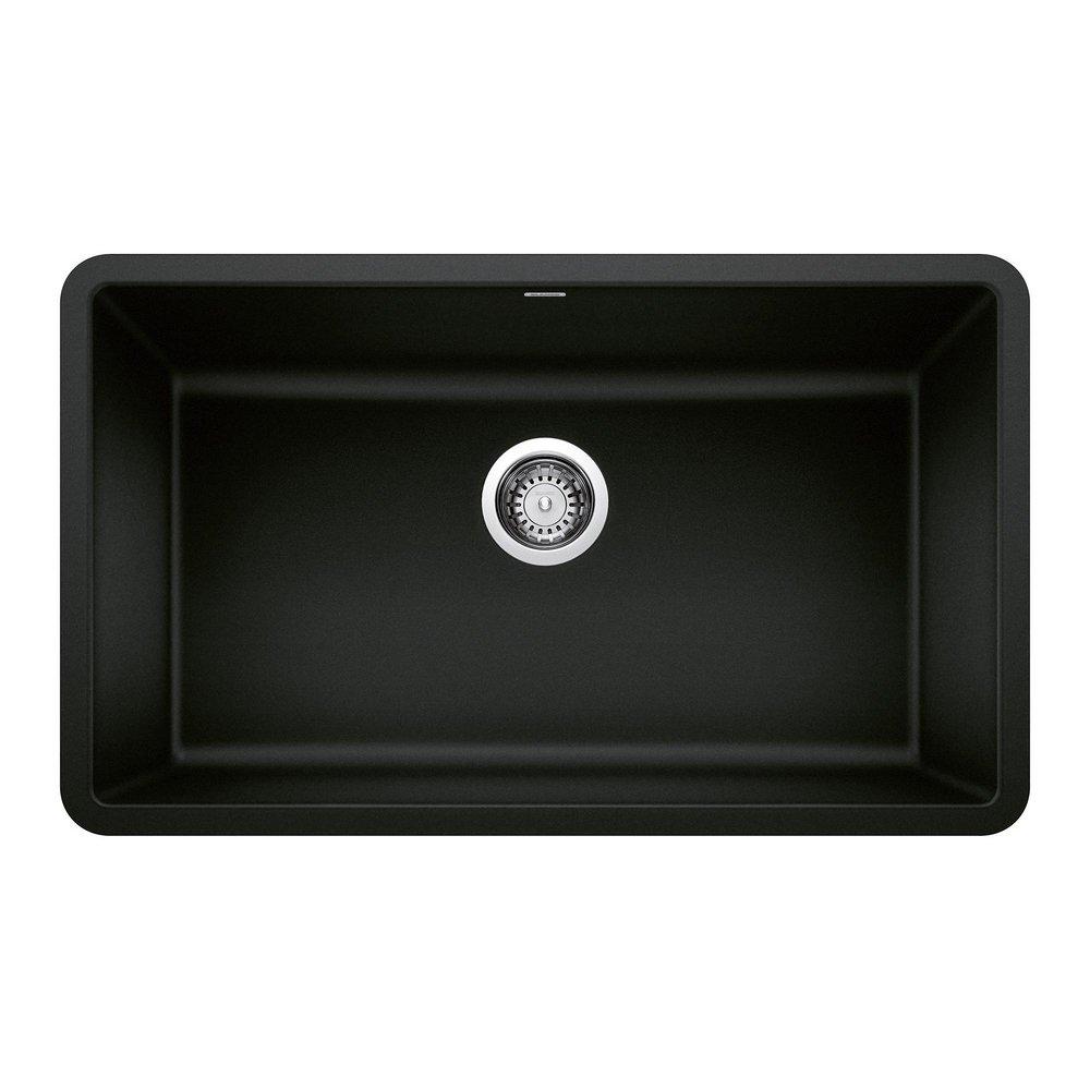 BLANCO Precis 30 in. Undermount Silgranit Single Bowl Kitchen Sink in Coal Black
