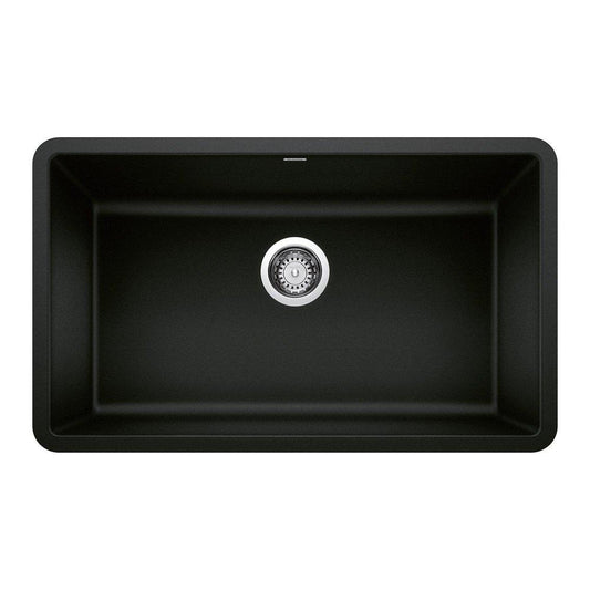 BLANCO Precis 30 in. Undermount Silgranit Single Bowl Kitchen Sink in Coal Black