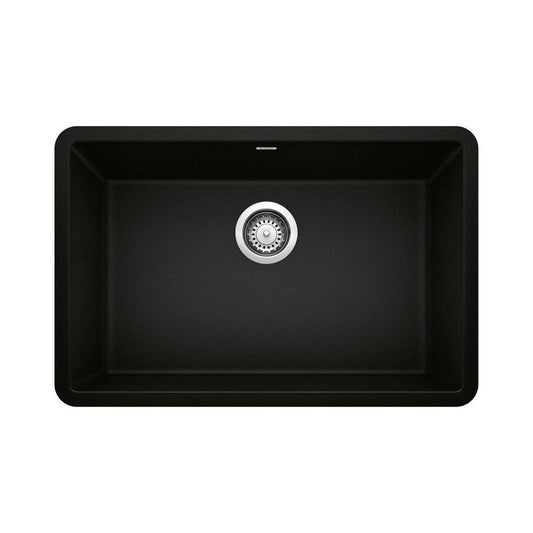 BLANCO Precis 26-4/5 in. Undermount Silgranit Single Bowl Kitchen Sink in Coal Black