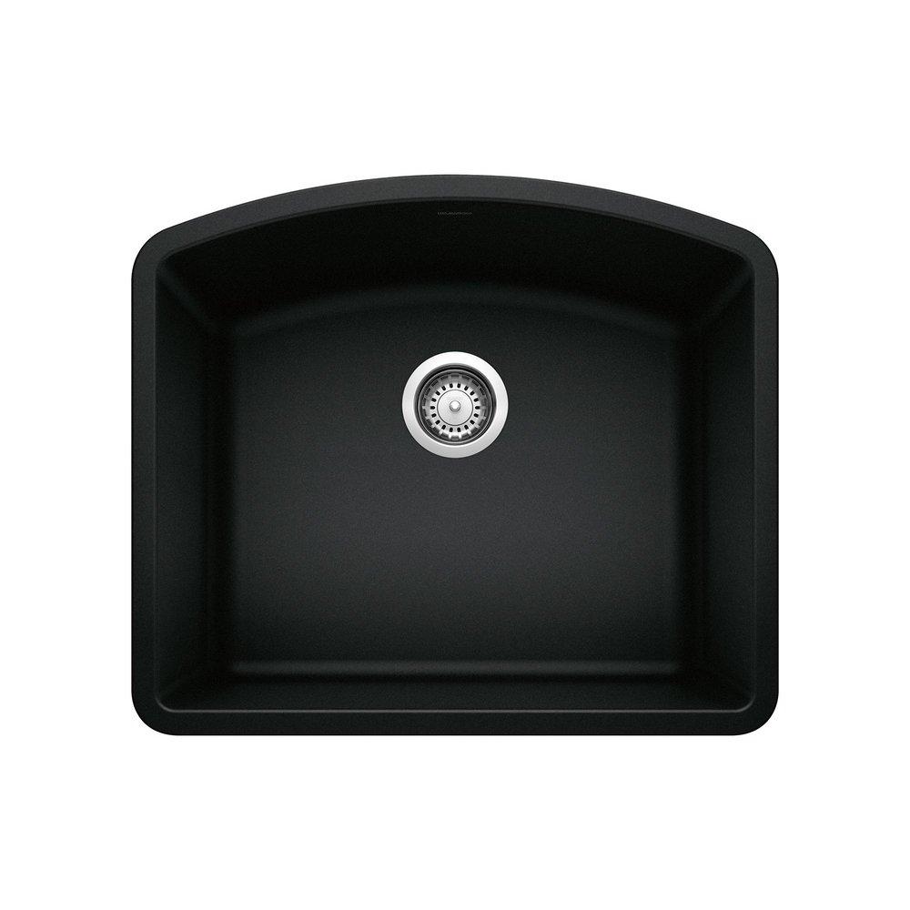 BLANCO Diamond 24 in. Undermount Silgranit Single Bowl Kitchen Sink in Coal Black