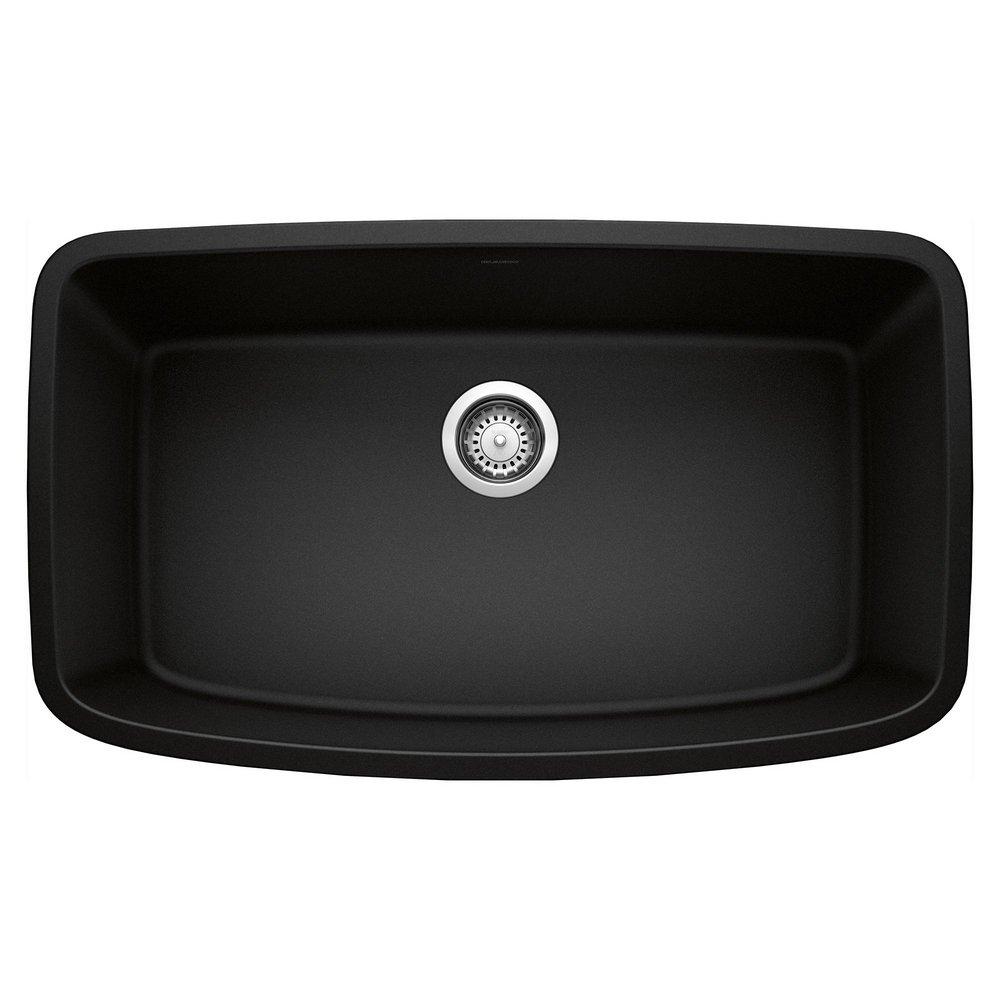 BLANCO Valea 32 in. Undermount Silgranit Single Bowl Kitchen Sink in Coal Black