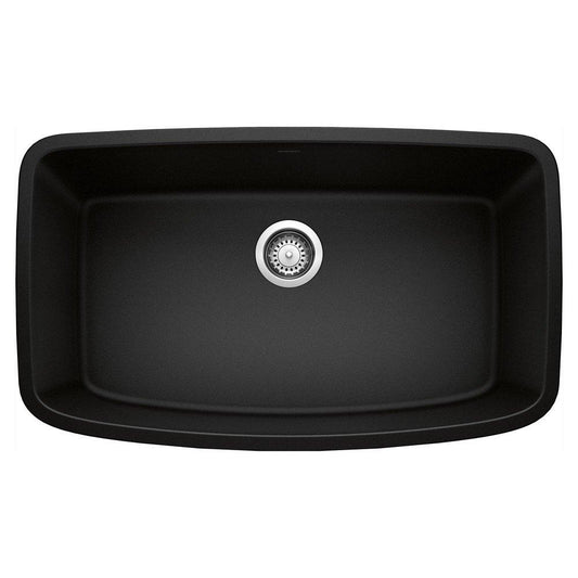 BLANCO Valea 32 in. Undermount Silgranit Single Bowl Kitchen Sink in Coal Black