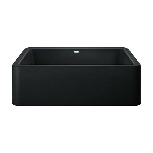 BLANCO Ikon 33 in. Farmhouse Silgranit Single Bowl Kitchen Sink in Coal Black
