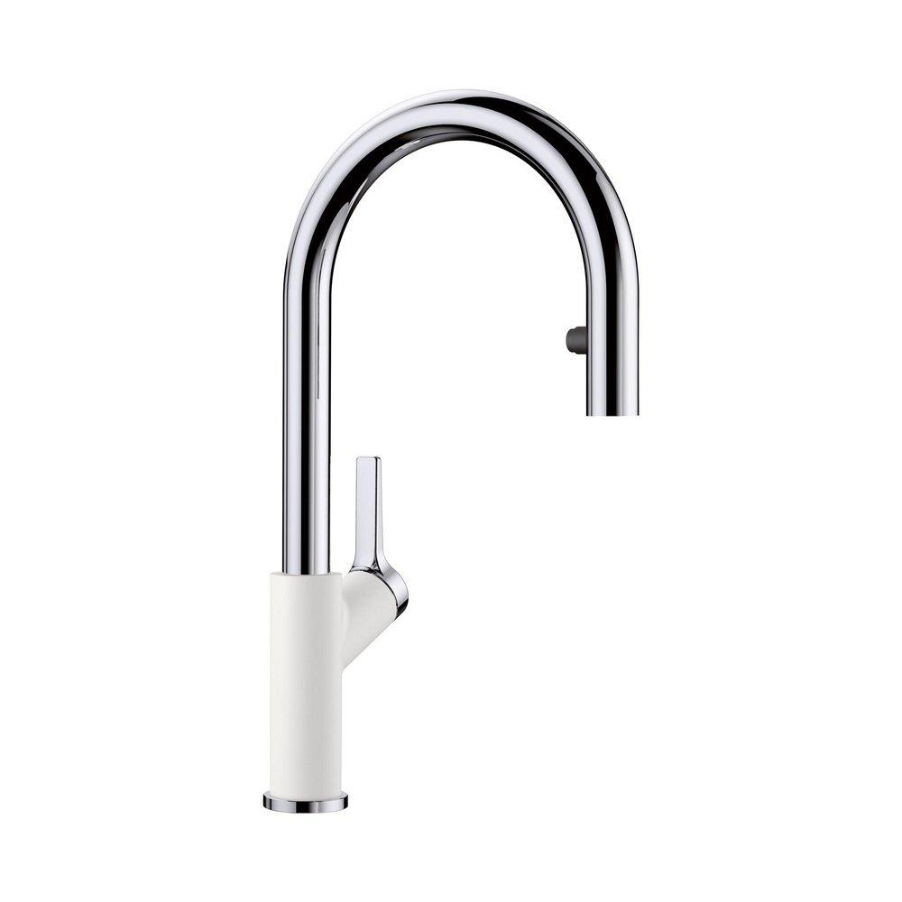 BLANCO Urbena Single Handle Pull Down Kitchen Faucet in Chrome with White