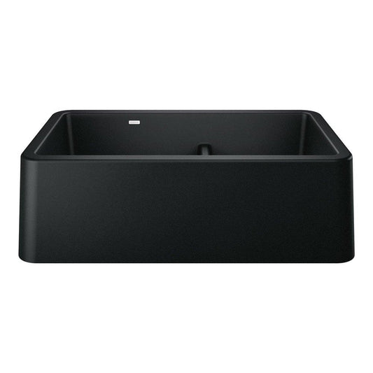 BLANCO Ikon 33 in. Farmhouse Silgranit Double Bowl Kitchen Sink in Coal Black