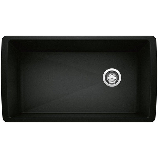 BLANCO Diamond 33-1/2 in. Undermount Silgranit Single Bowl Kitchen Sink in Coal Black