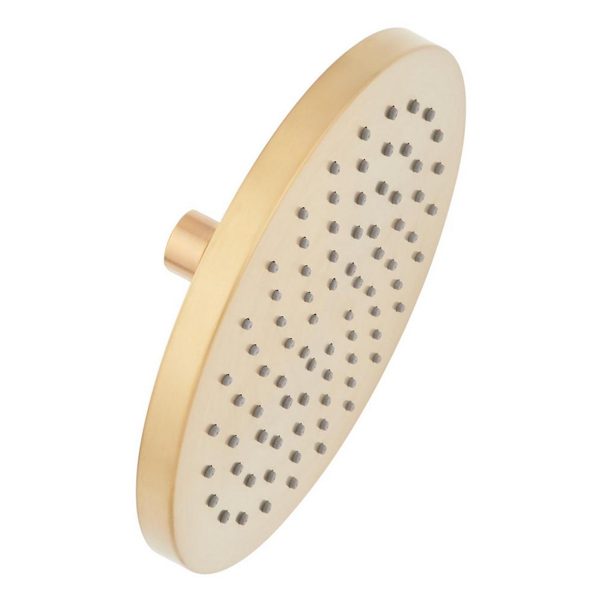 Signature Hardware Drea Pressure Balanced Shower System in Brushed Gold with Shower Head, Shower Arm, and Valve Trim