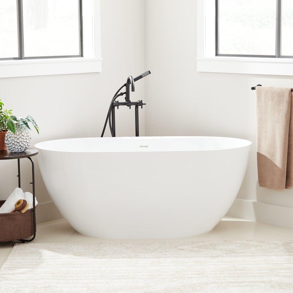 Signature Hardware Patera 59 x 29 in. Freestanding Bathtub with Center Drain in White