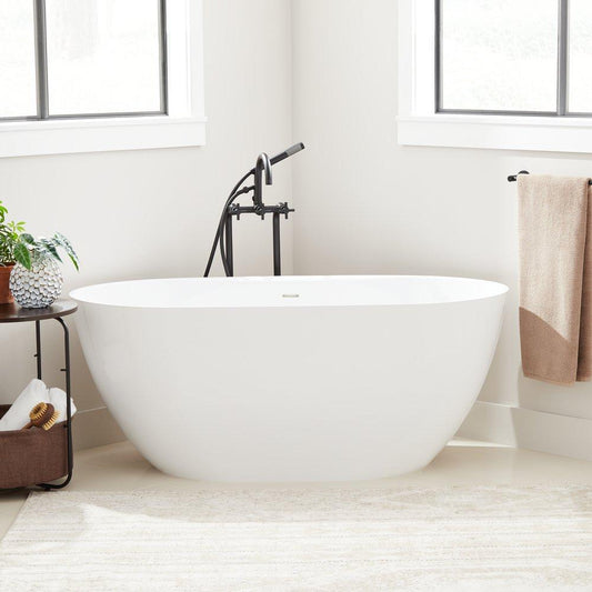 Signature Hardware Patera 59 x 29 in. Freestanding Bathtub with Center Drain in White