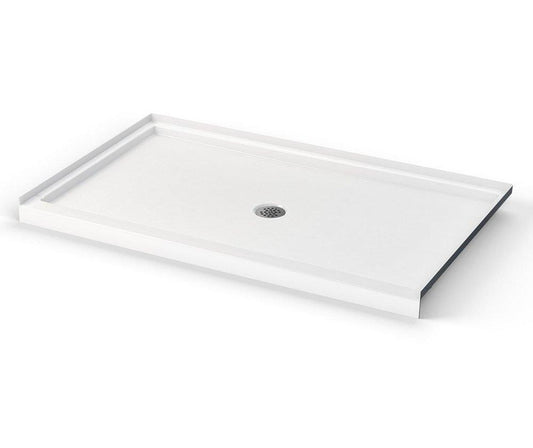 60 in. x 34 in. Alcove Shower Base with Center Drain in White