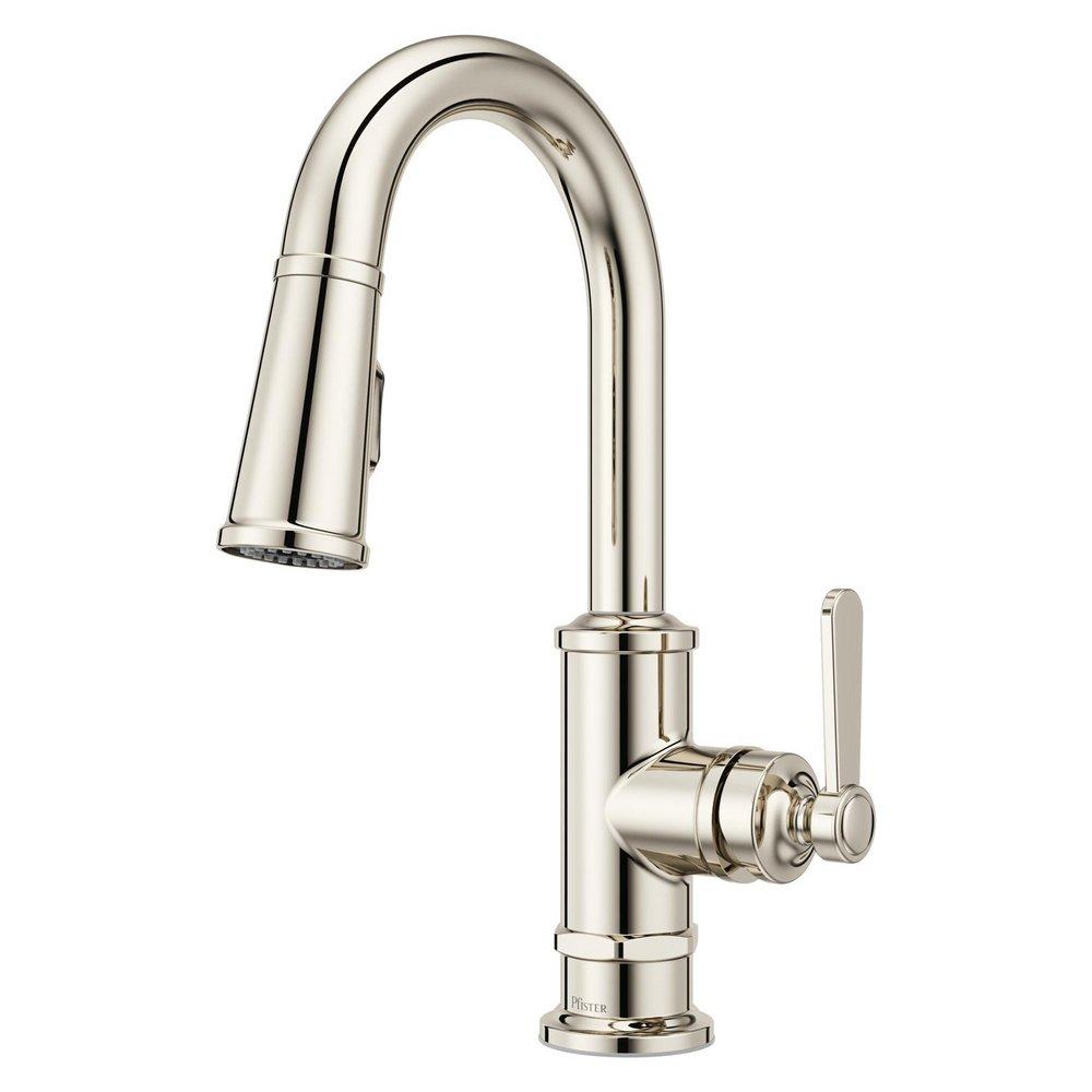 Pfister Port Haven™ Single Handle Pull Down Bar Faucet in Polished Nickel