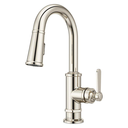 Pfister Port Haven™ Single Handle Pull Down Bar Faucet in Polished Nickel