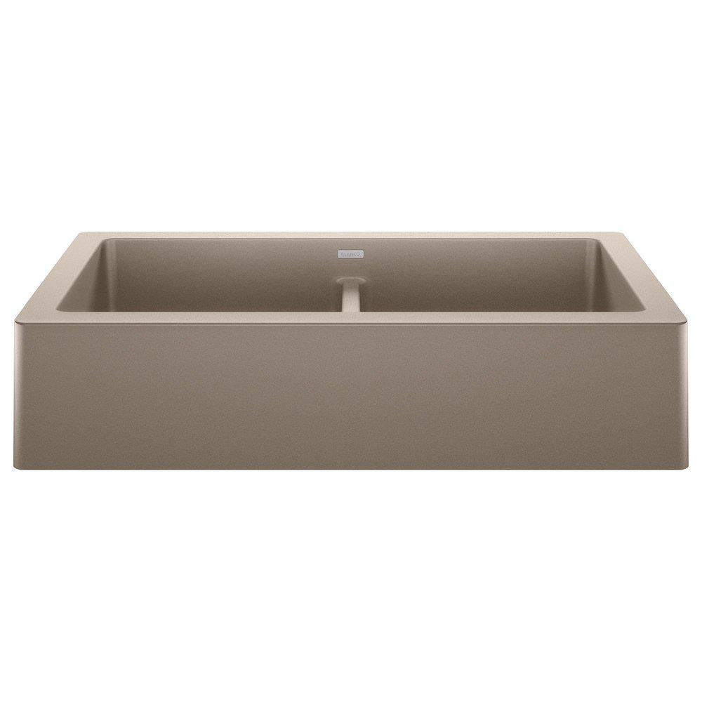 BLANCO Vintera 33 in. Farmhouse Silgranit Double Bowl Kitchen Sink in Truffle