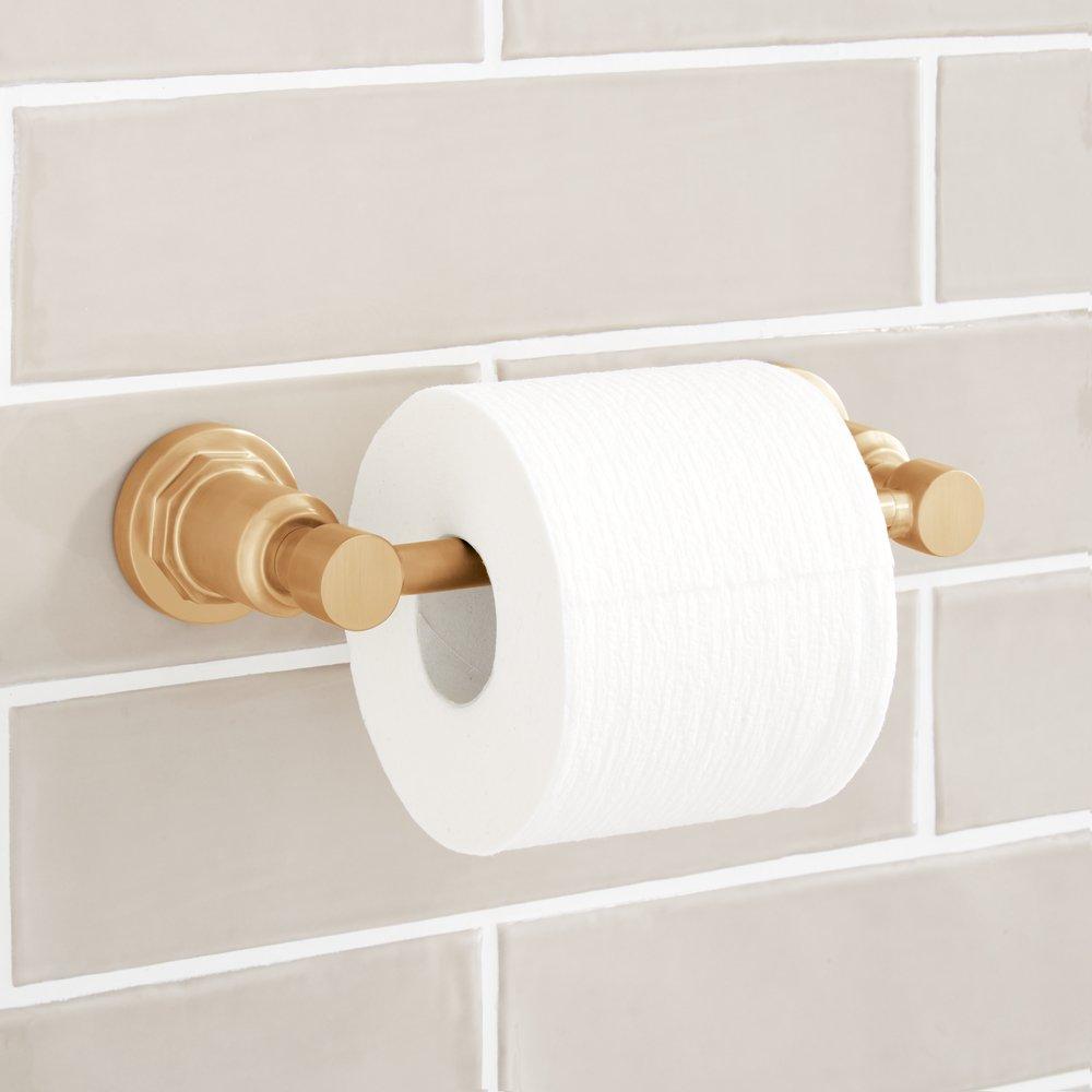 Signature Hardware Greyfield Pivoting Toilet Paper Holder in Brushed Gold