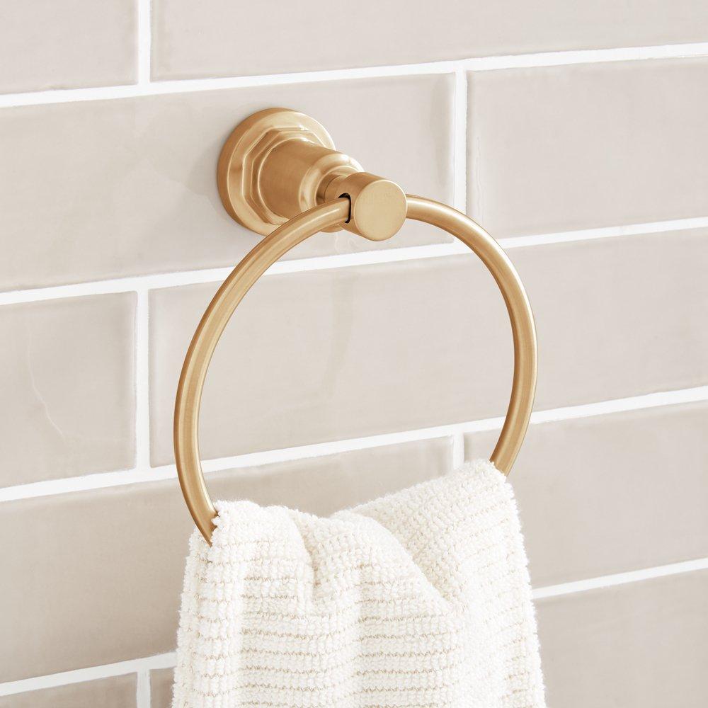 Signature Hardware Greyfield Round Closed Towel Ring in Brushed Gold