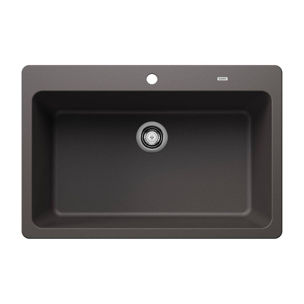 BLANCO Grandis 33 in. Undermount Silgranit Single Bowl Kitchen Sink in Cinder