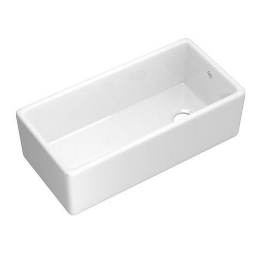Shaws Shaker 36 in. Farmhouse Fireclay Single Bowl Kitchen Sink in White