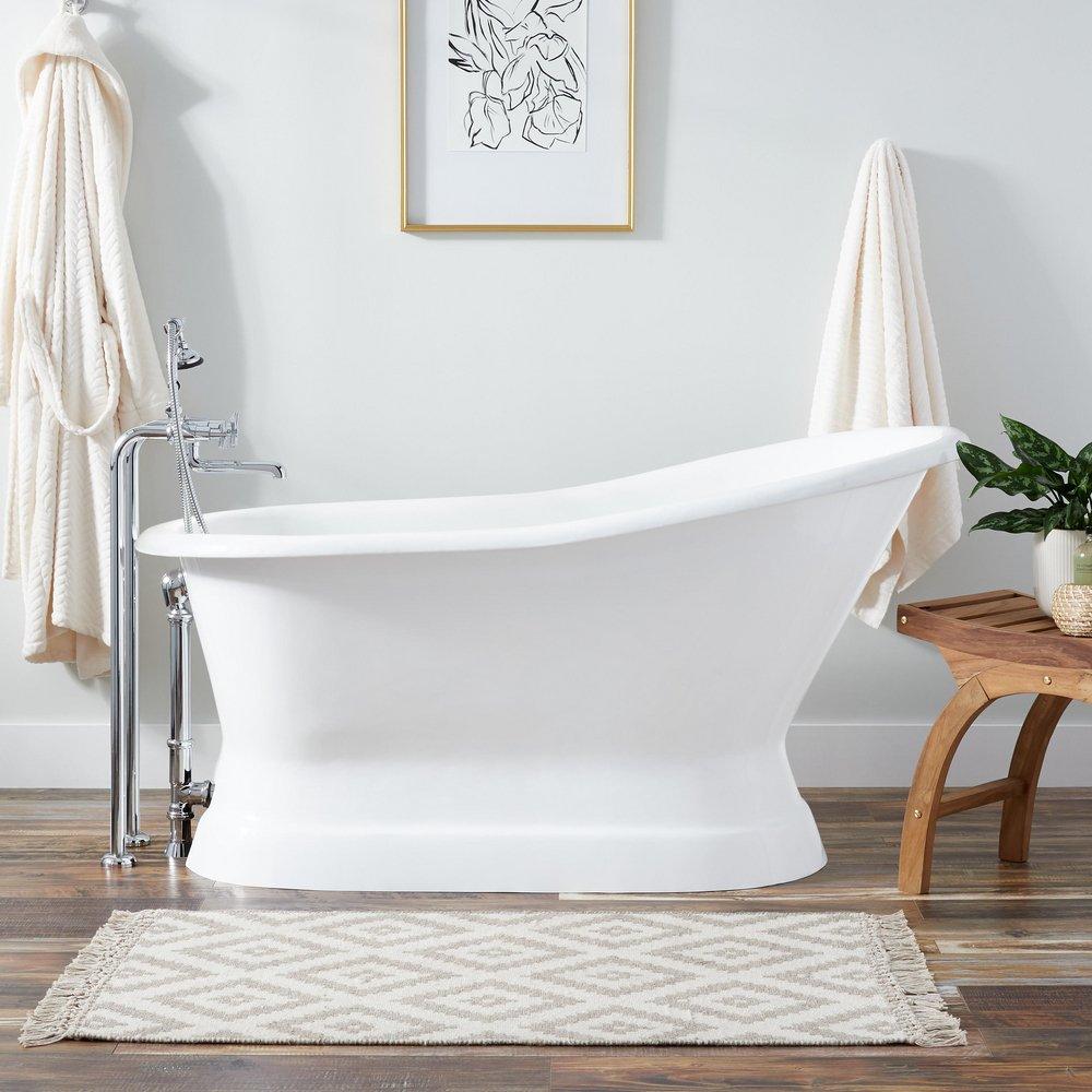 Signature Hardware Socorro 60 x 30-1/2 in. Freestanding Bathtub with End Drain in White
