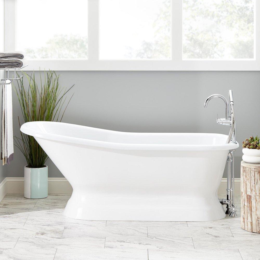 Signature Hardware Jude 66 x 30 in. Freestanding Bathtub with End Drain in White