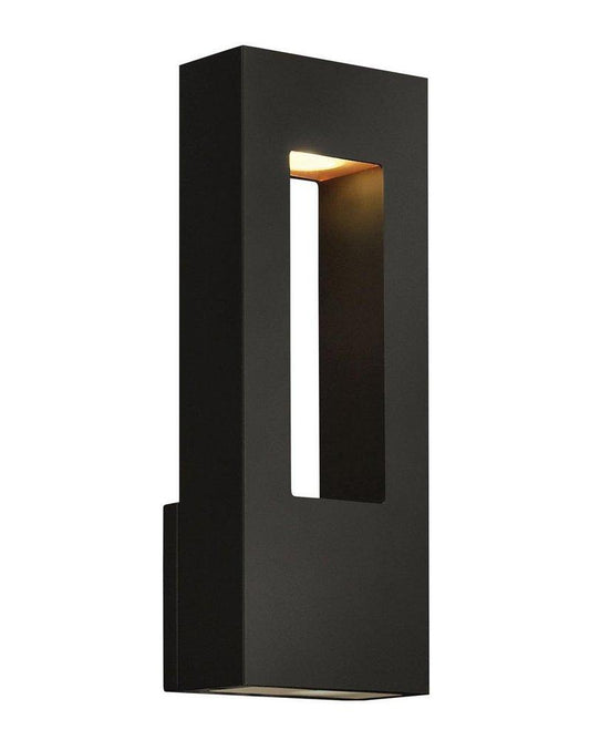 Hinkley Atlantis 12W LED 2?Light 16in. Outdoor Wall Sconce in Satin Black / Etched Glass