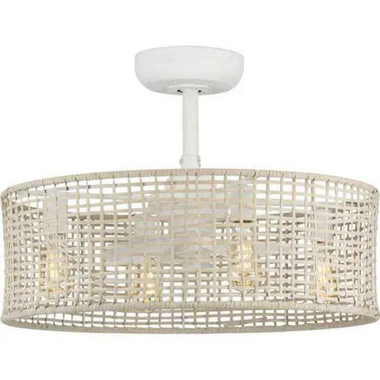 Progress Lighting Belva 25 in. 3-Blade Indoor/Outdoor AC Motor Coastal Ceiling Fan in Cottage White