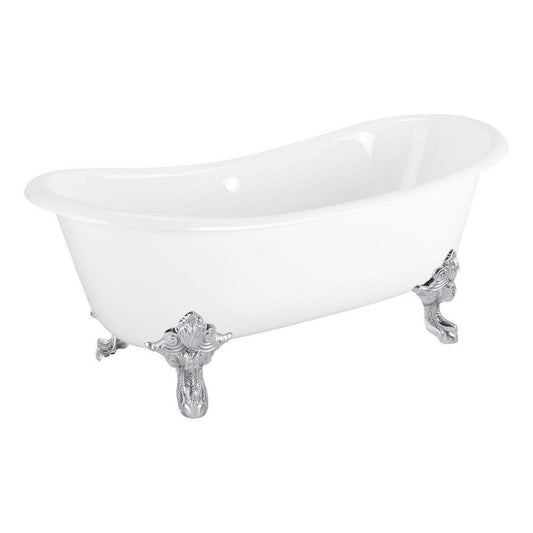 Signature Hardware Lena 59 x 30-1/2 in. Freestanding Clawfoot Bathtub with Center Drain in White