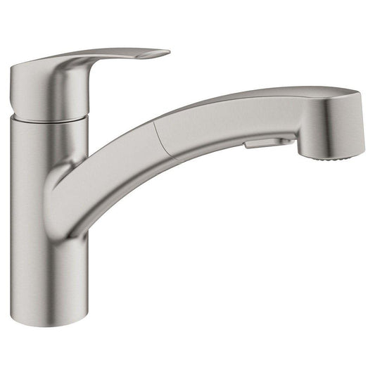 GROHE Eurosmart® Single Handle Pull Out Kitchen Faucet in SuperSteel Infinity™