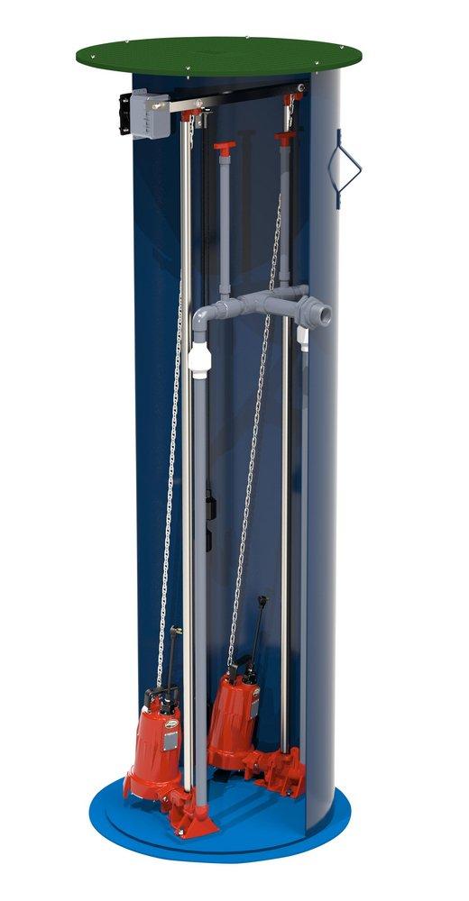 Liberty Pumps D3600 Series 2 HP 36X120 Basin Duplex Grinder Pump Package with Stainless Steel Guide Rail & Steel Cover