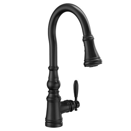 Moen Weymouth™ Single Handle Pull Down Kitchen Faucet in Matte Black