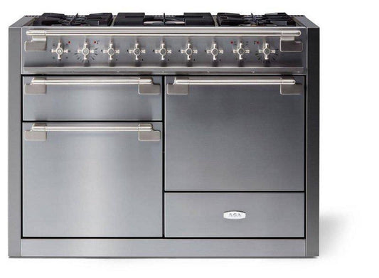 Aga Marvel Elise 47-9/16 x 28-7/16 x 36-1/8 in. 17000 BTU 6 cu. ft. 5-Burner Dual Fuel Sealed Freestanding Range in Stainless Steel