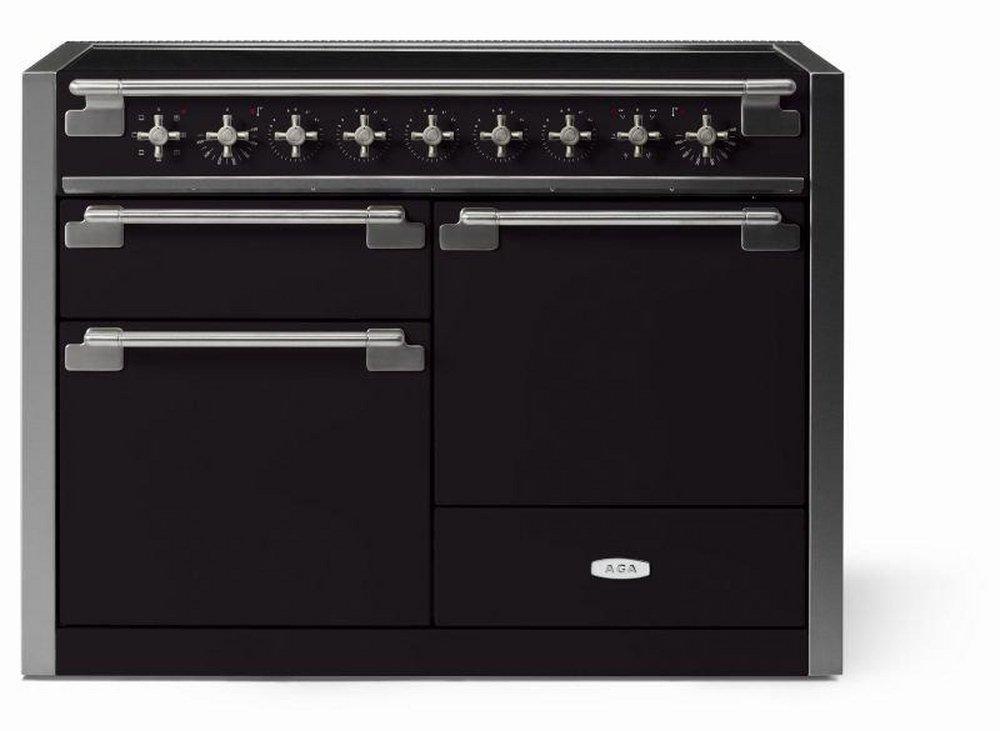 Aga Marvel Elise 36-1/8 x 47-9/16 x 28-7/16 in. 6.0 cu. ft. 5-Burner Induction Electric Freestanding Range in Matte Black