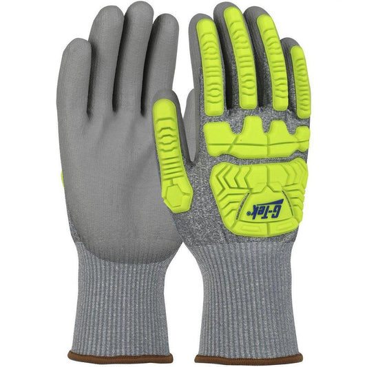 Size L Coated, Knit Wrist and Seamless Polyurethane Plastic and Rubber Gloves