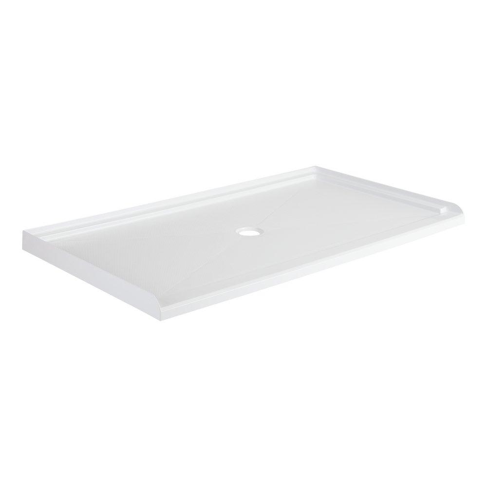 64 in. x 36 in. Shower Base with Center Drain in White