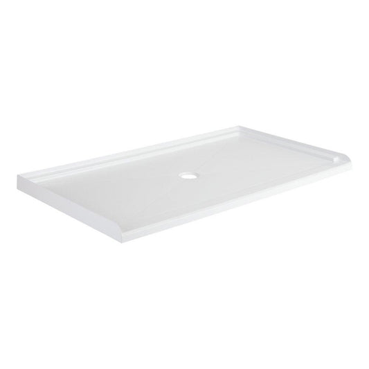 64 in. x 36 in. Shower Base with Center Drain in White
