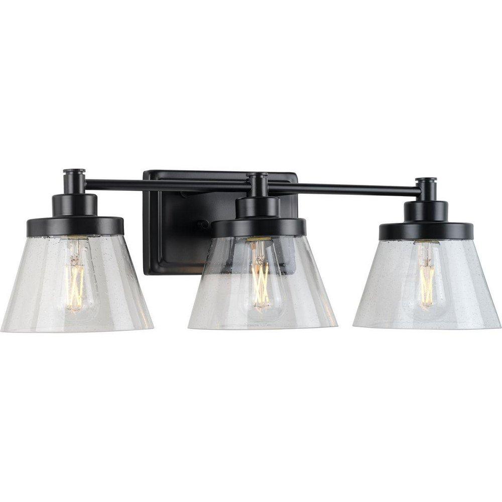 Progress Lighting Hinton 60W 3-Light Medium E-26 Vanity Fixture in Matte Black