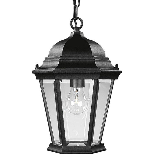 Progress Lighting Welbourne 9-3/8 in. 100 W 1-Light Medium Chain Hung Lantern in Black