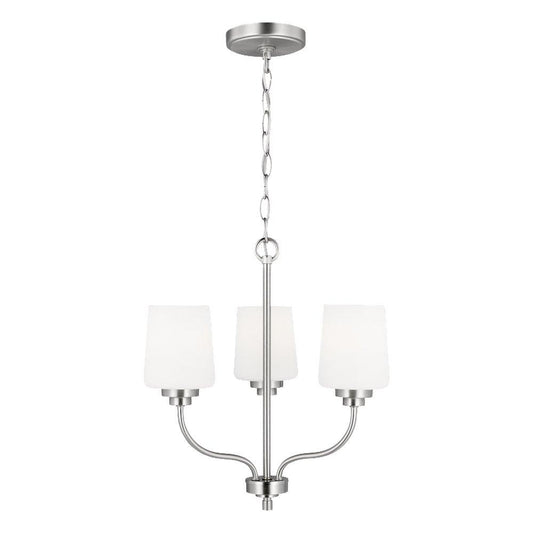 Visual Comfort & Co. Generation Lighting Sea Gull 16-1/2 x 18 in. 75W 1-Tier 3-Light Incandescent Transitional Chandelier in Brushed Nickel